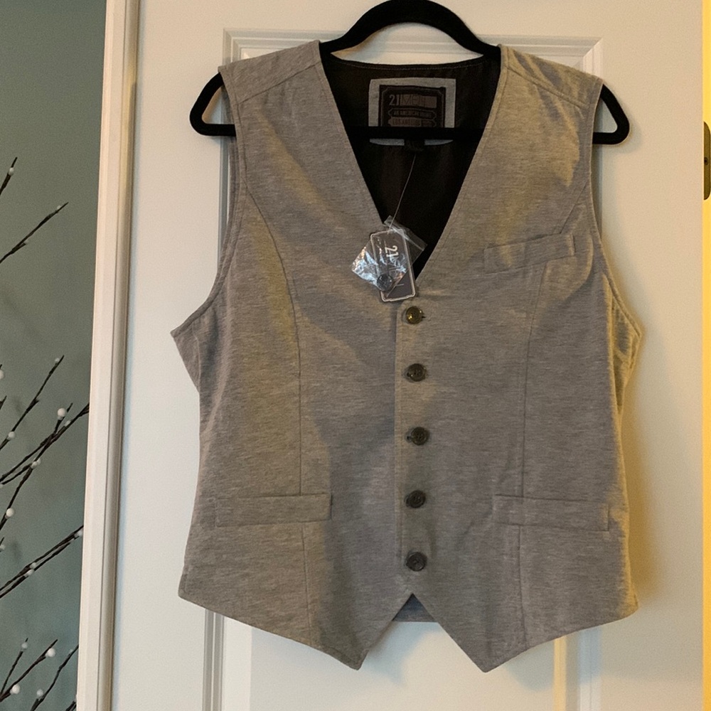 NWT Mens L Grey Button Vest